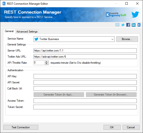 SSIS REST Twitter Business Connection Manager